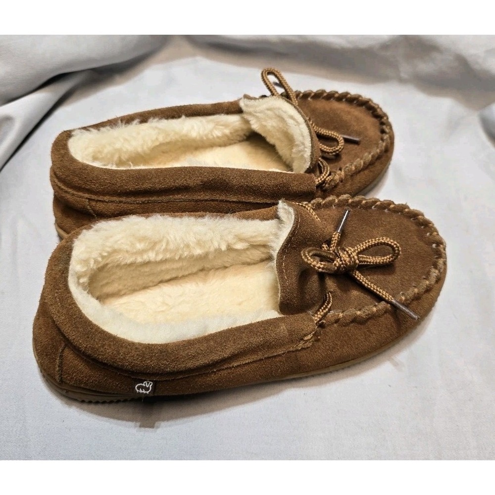 Lam slip on moccasin slippers‎ - 3 youth Brown